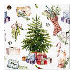 Servilletas de Navidad "Árbol y regalos"