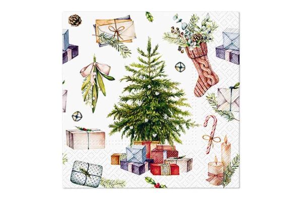 Servilletas de Navidad "Árbol y regalos"
