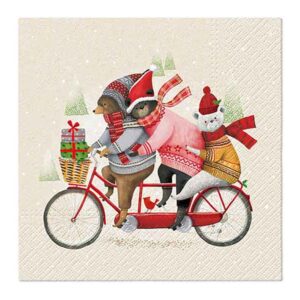 Servilletas de Navidad "Osos en bicicleta"