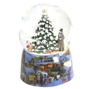 Bola de nieve "Adornando con luces el Árbol de Navidad"