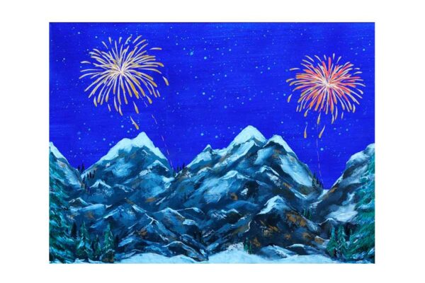 Fondo Paisaje "Fuegos artificiales" con leds
