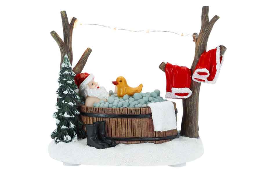 Baño de Papá Noel con pato de goma